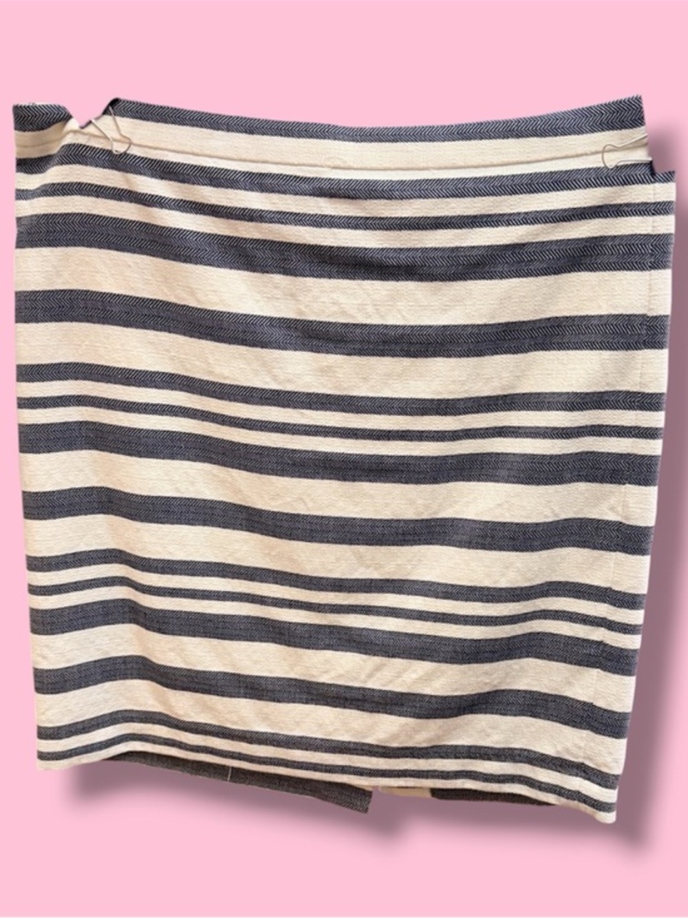 J. Crew Navy and Cream Striped Pencil Skirt